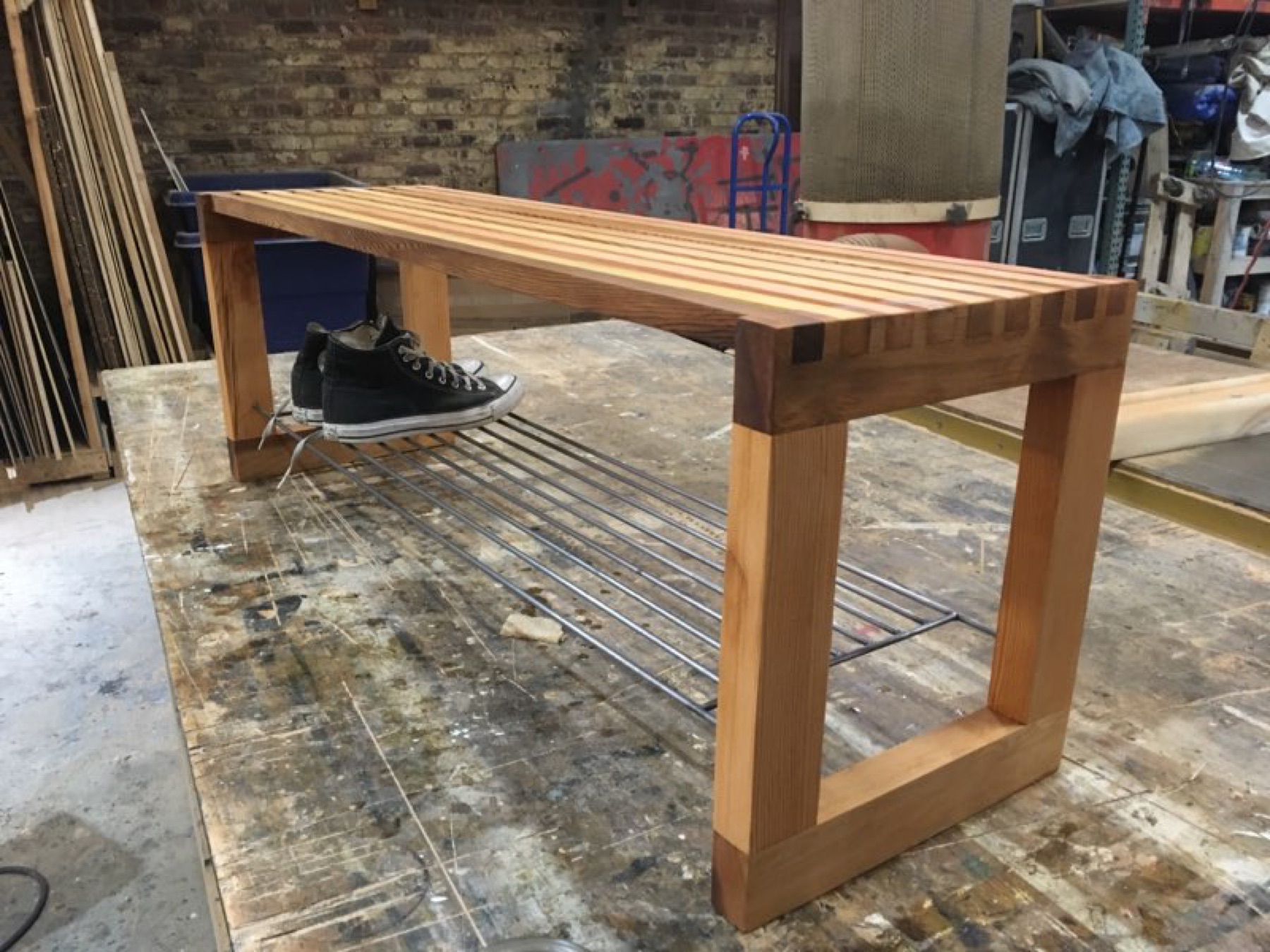 Cherry slat bench